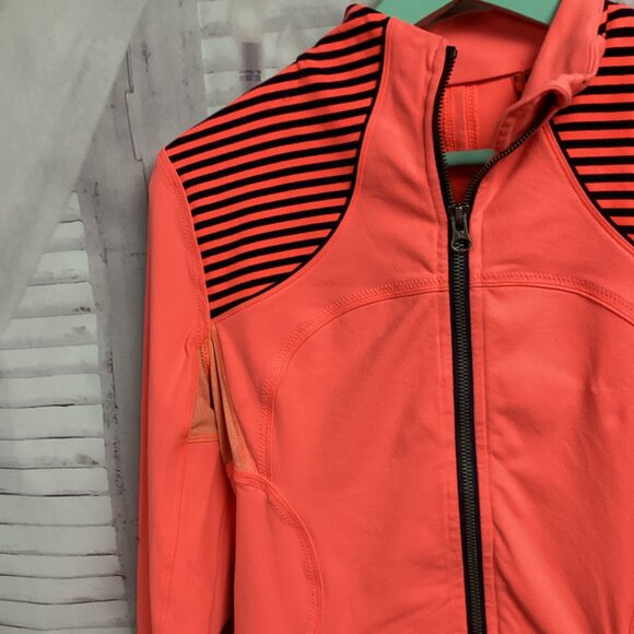 Lululemon Stride Jacket Neon Coral Orange Define Forme Striped 6 - Picture 8 of 13